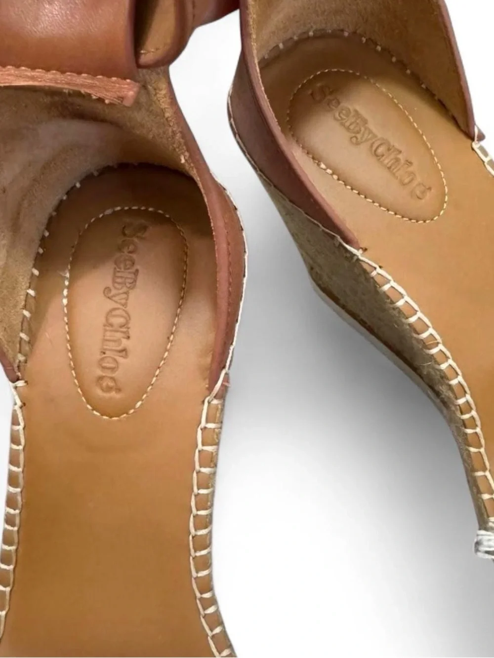 see by chloé woven espadrille wedge sandals with frayed detail